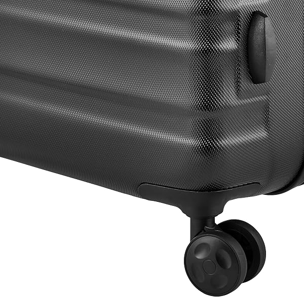 Amazon Basics, Set di Valigie Rigide Espandibili (Piccola + Media + Grande), Bagaglio da Viaggio in ABS con 4 Ruote Girevoli Doppie, Struttura Leggera e Resistente ai Graffi, Colore Nero - 4