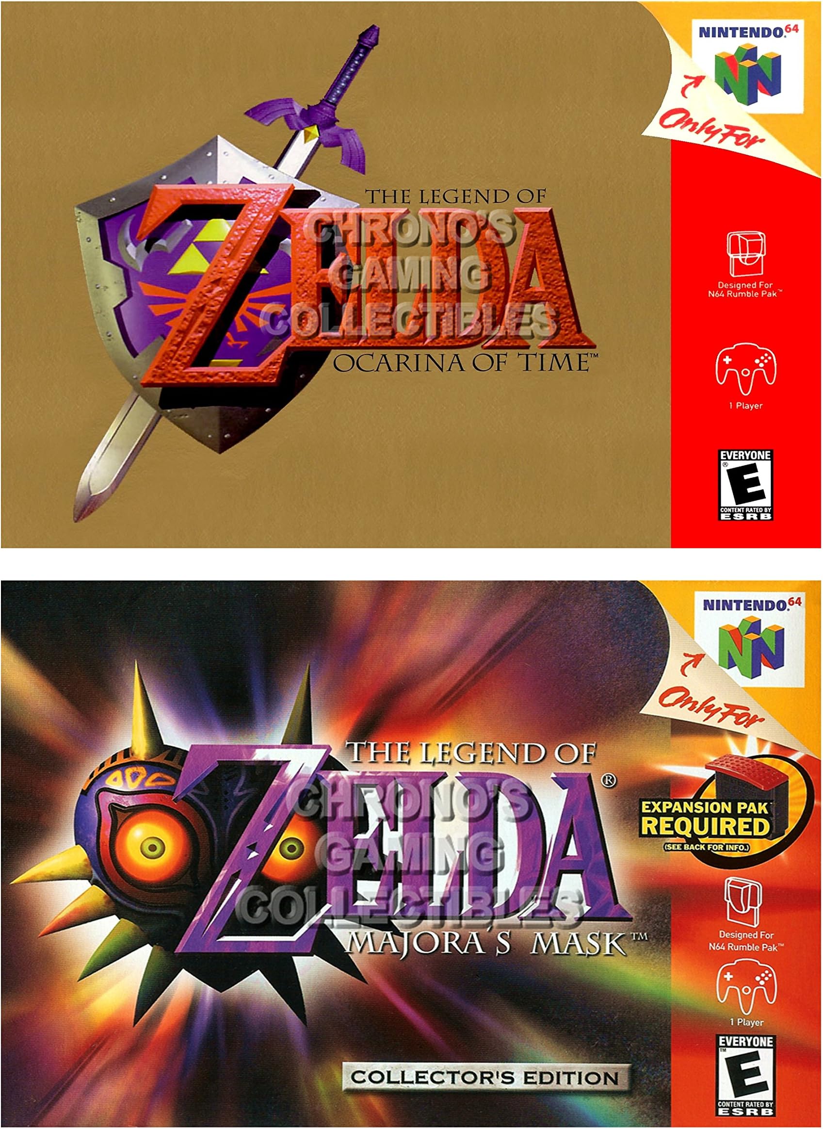 CGC Huge Poster GLOSSY FINISH - Legend of Zelda Ocarina of Time Majora's Mask BOX ART SET - Nintendo 64 - N64SET3 (24" x 36" (61cm x 91.5cm))