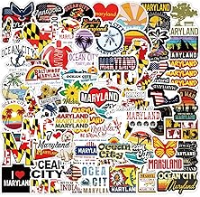 60pcs Maryland Stickers Pack, Vinyl Waterproof Decals for Water Bottle,Laptop,Phone,Skateboard,Scrapbooking,Bumper Fans for Party Supply