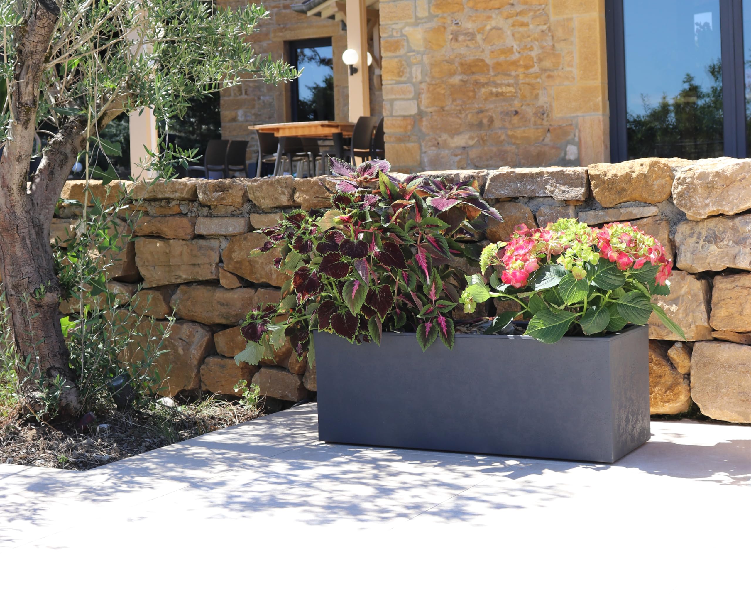 Pot Rond 50 Cm Basalt Up Gris Anthracite