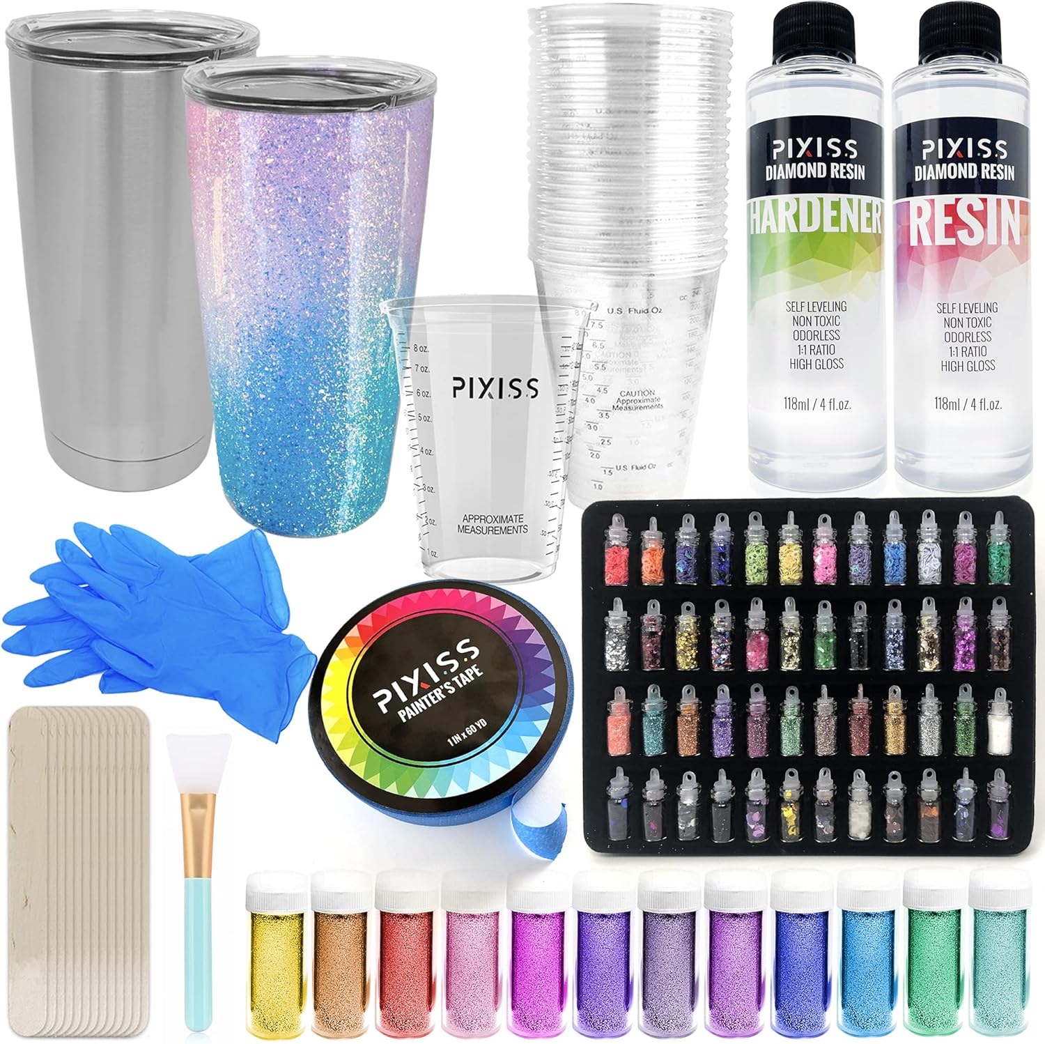 Epoxy Tumblers Kit with Glitter, Includes Clear Cast Epoxy for Tumblers, Silicone