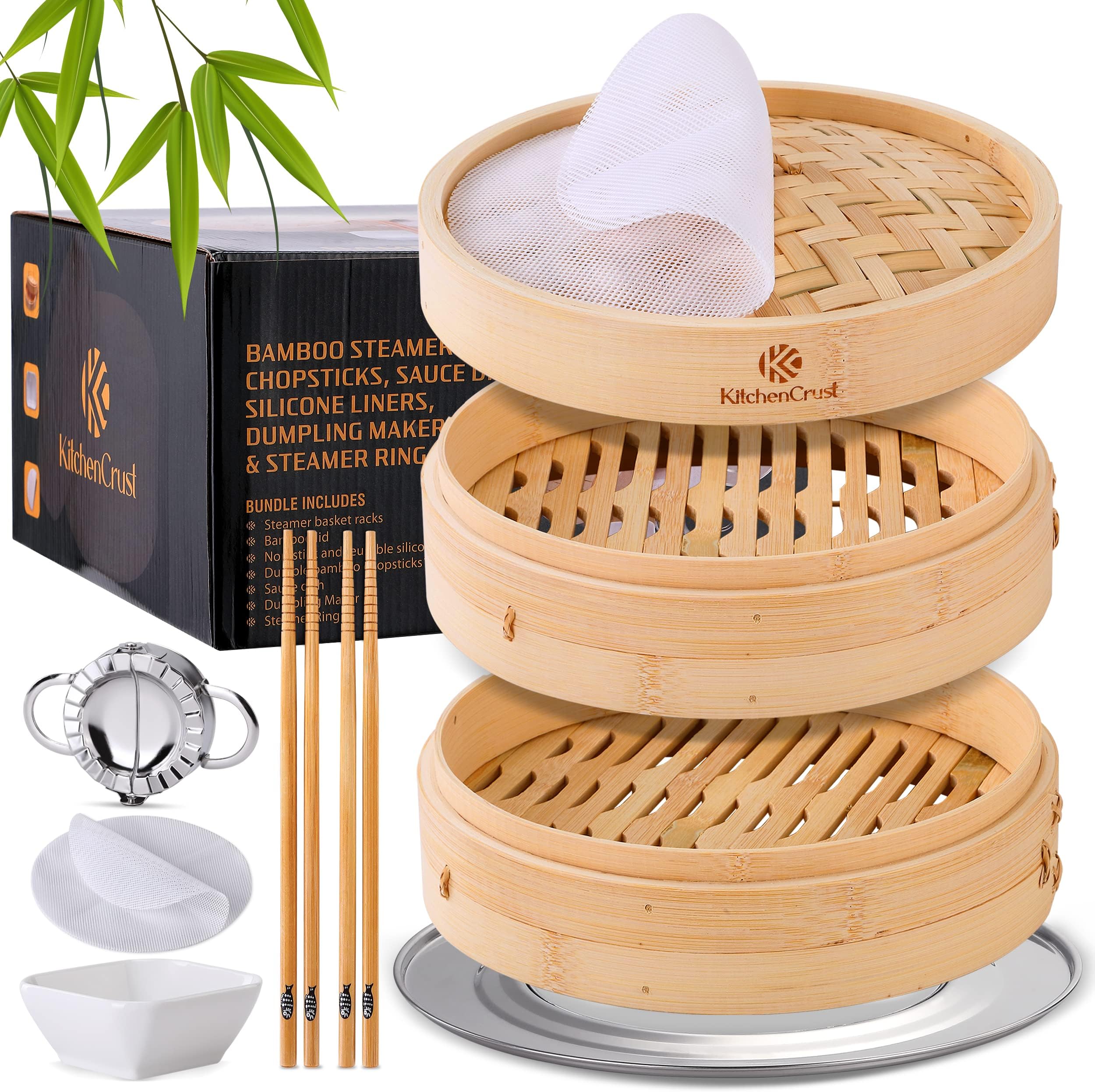 NEW LARGE 12INCH BAMBOO STEAMER 2TIER Home & Kitchen