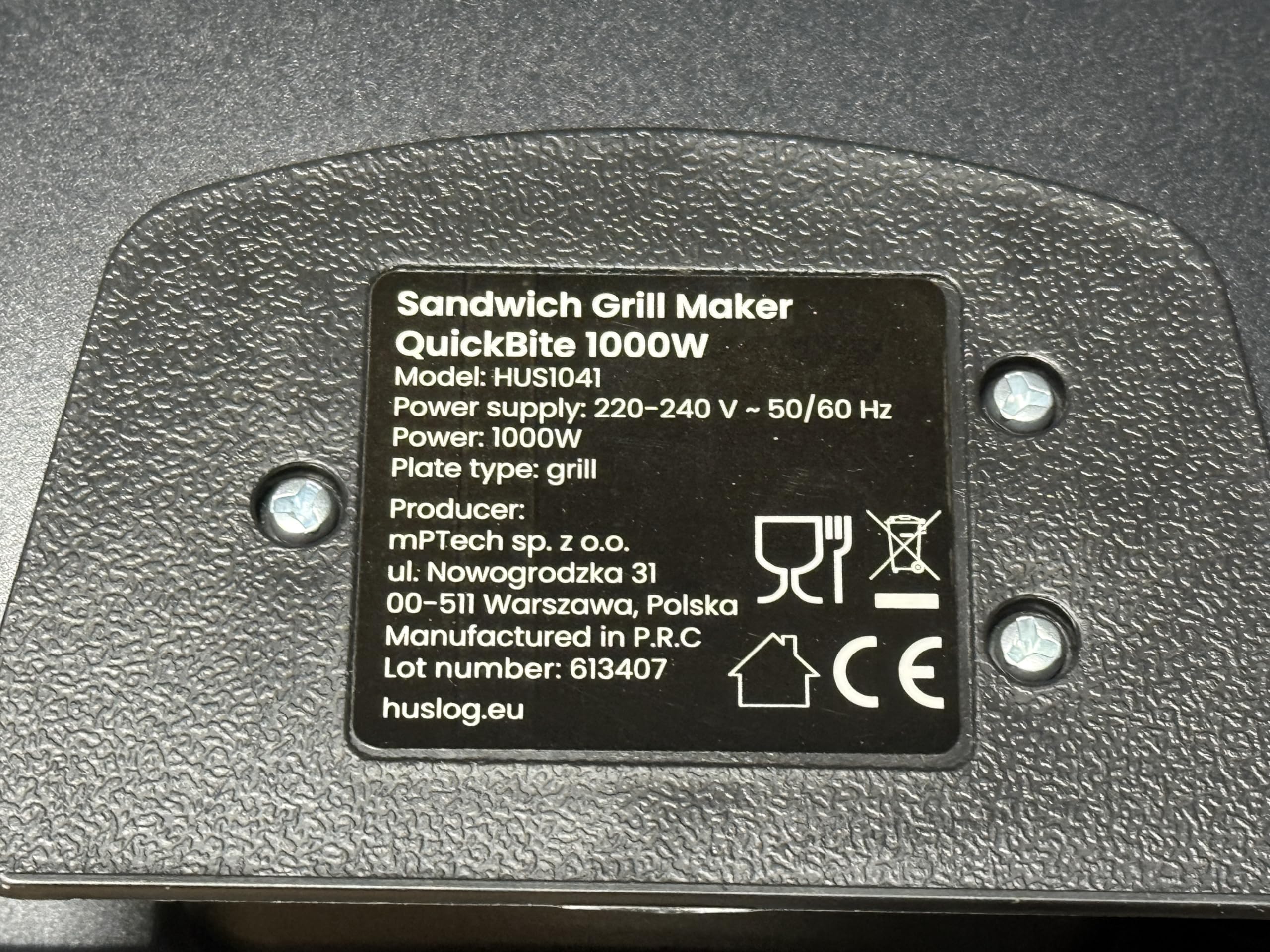 QuickBite toster, opiekacz do kanapek, powłoka nieprzywierająca, 1000 W, panini, czarny