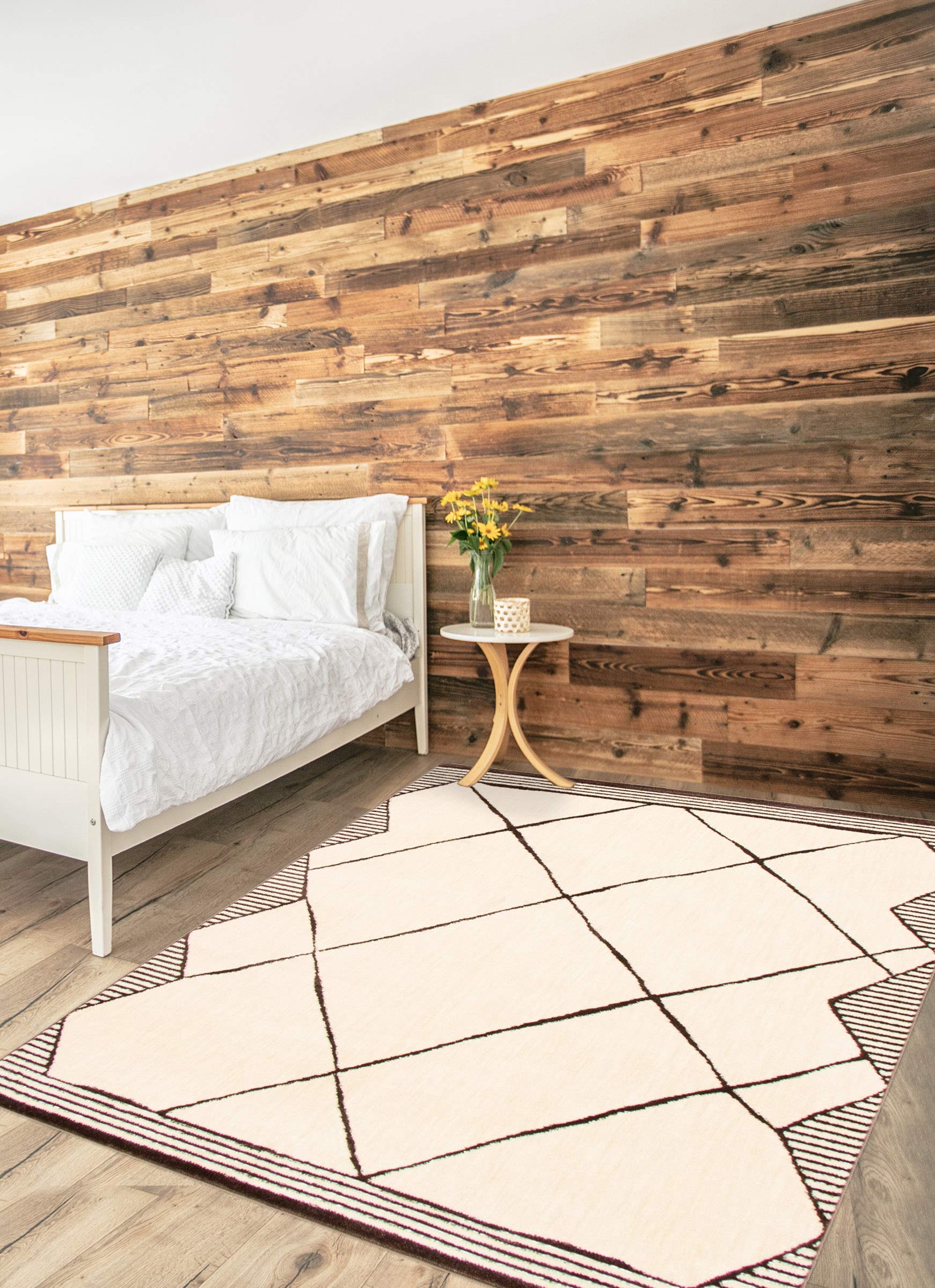 ECARPETGALLERY Moroccan Area Rug 8x10 for Living Room, Bedroom, 7'10'' x 10'2'', Ivory Carpet, 332201