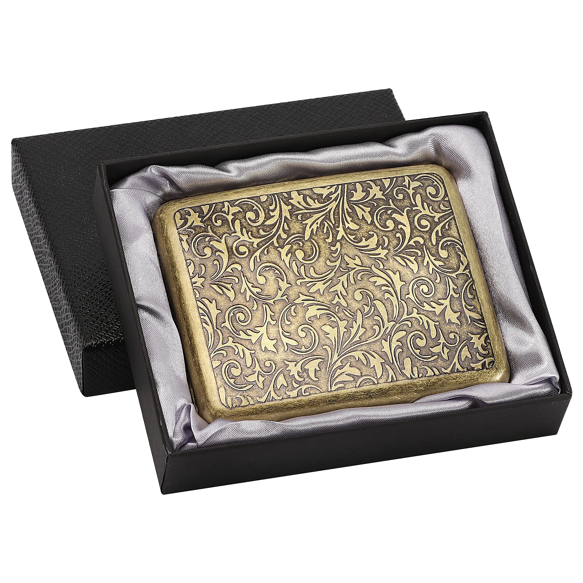 CLA6 Metal Cigarette Case | Smart Internal Divider | Retro and Stylish | Pocket size | eBook and Gift Box Included | Unisex | (20 Cigarettes, King Size, Smokey Symphony)