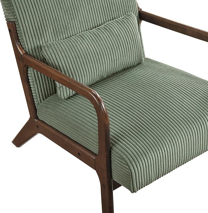 Sillón Acogedor Tapizado Verde Pana con Cojín miniatura 10