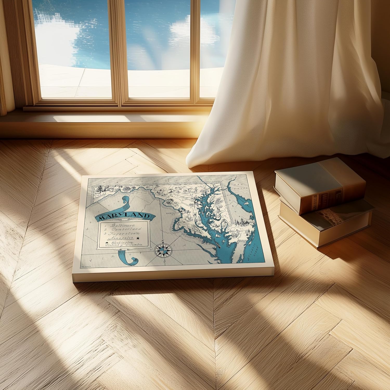 Poster Master Map Canvas - Retro Maryland State Print - Educational Art - Gift for Teacher, Student, Travel Lover - Wall Decoration for Classroom, Office, Dorm - 8x10 STRETCHED Canvas