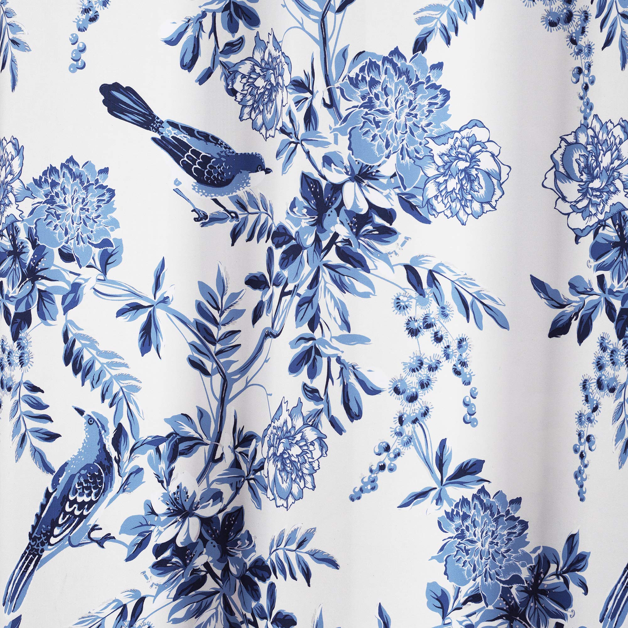 Lush Decor Paire de Rideaux occultants à œillets avec Isolation à Motif d'oiseaux et de Fleurs, 213,4 x 96,5 cm, Blanc et Bleu