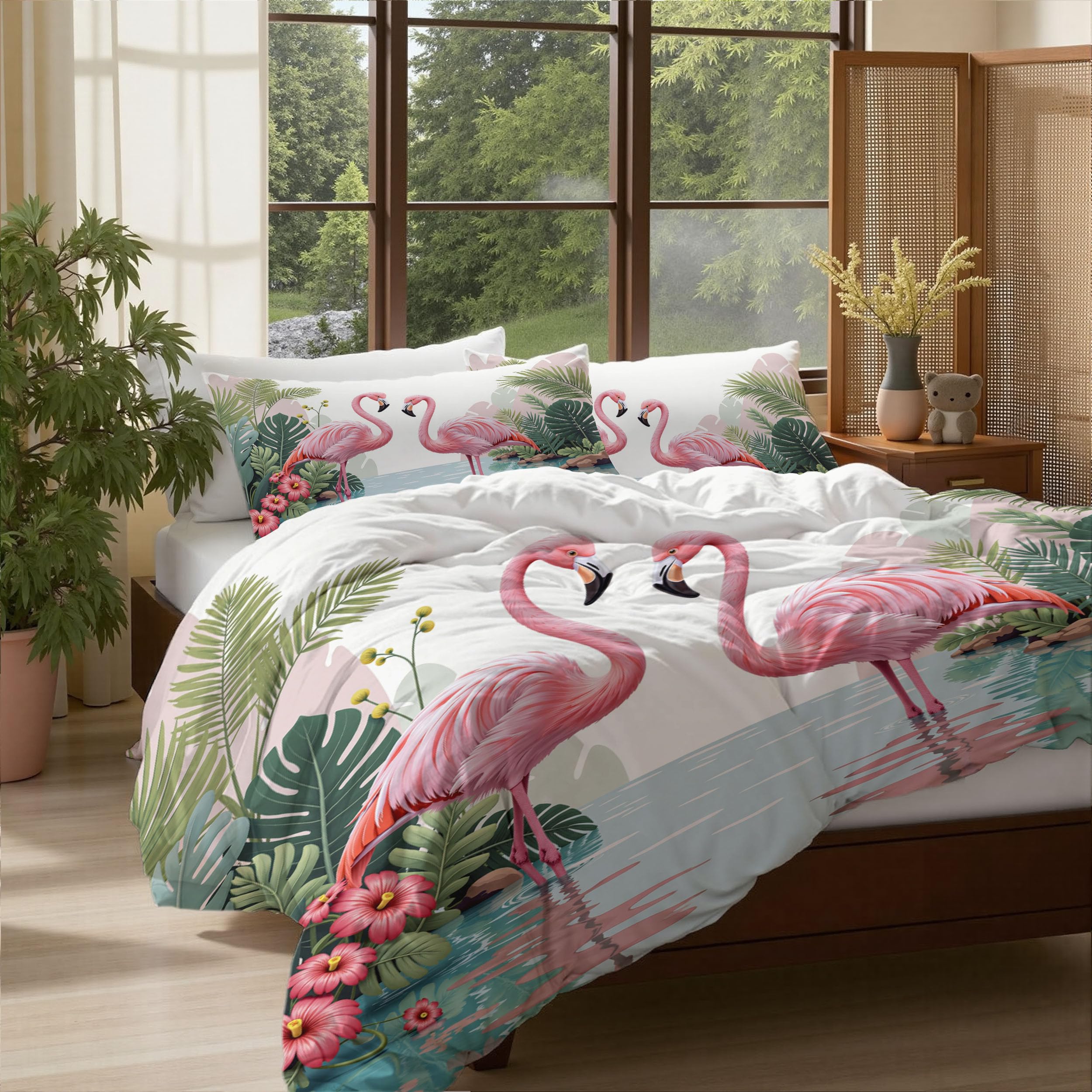 Housse de couette 140x200cm fleurie pour une ambiance de chambre tropicale évasion