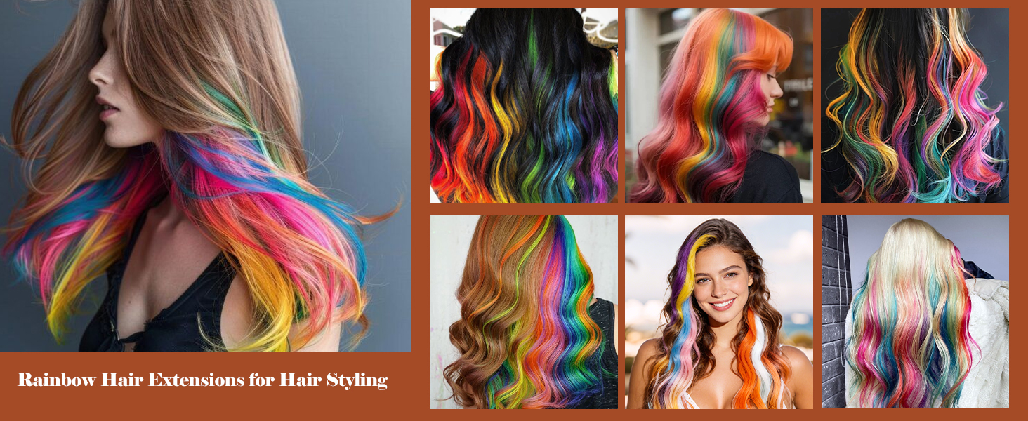 Amazon.com : LADYAMZ Colored Hair Extensions 10 PCS  display picture 2