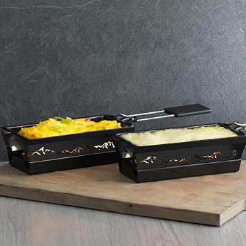 KUHN RIKON 32237 Tea Light raclette Table Grill Set, Stainless Steel, Black