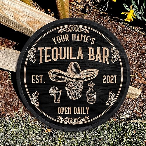 Miniatura 7 de WODORO Placa de pared de madera de bar de tequila mexicano personalizado, letrero de bar de México, letrero rústico para pub para el hogar,