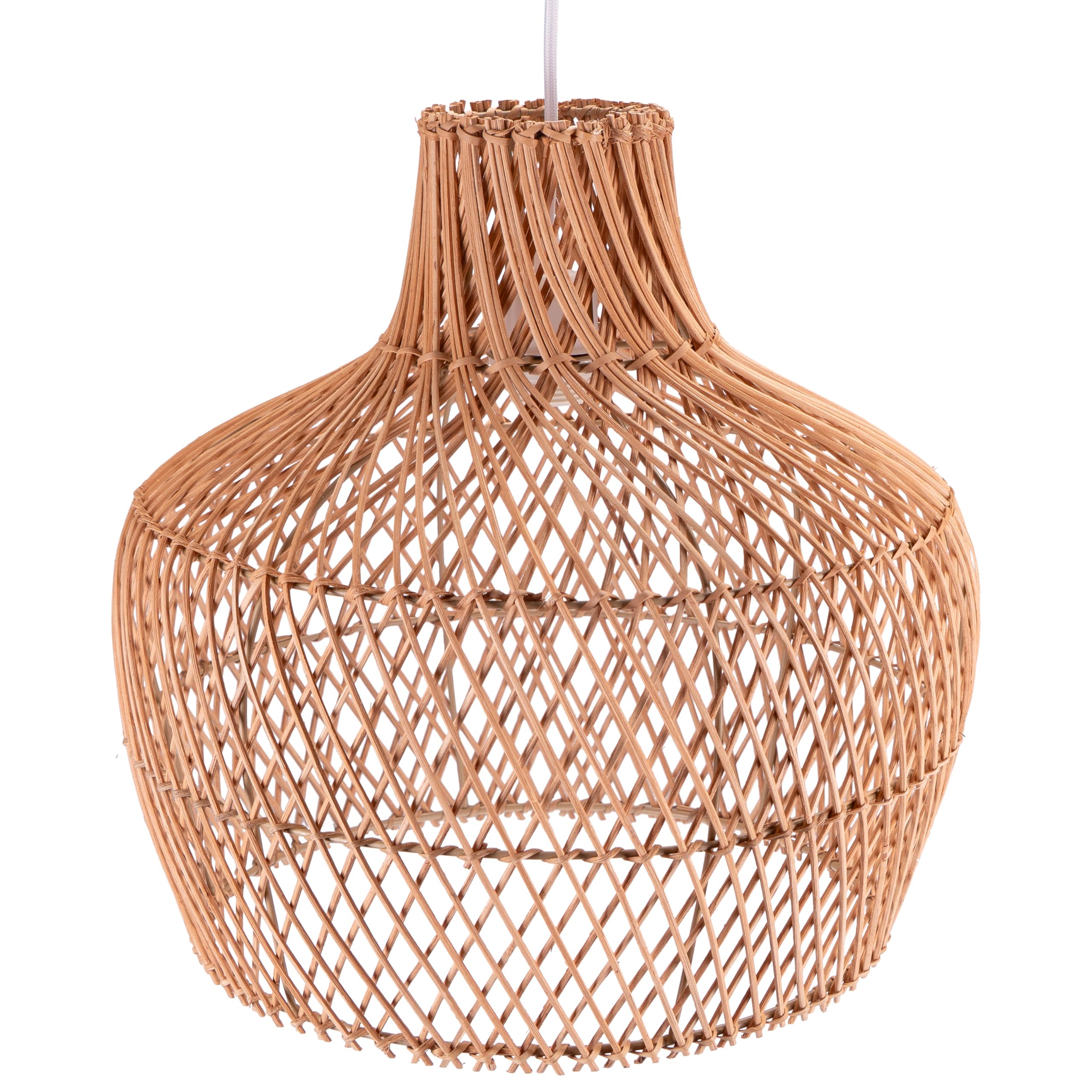 Decorasian Boho Lampenschirm aus Rattan – Korb Lampenschirm für Pendelleuchte, ohne E27 Lampenfassung – Korb Lampe - D = 36cm * H = 38cm