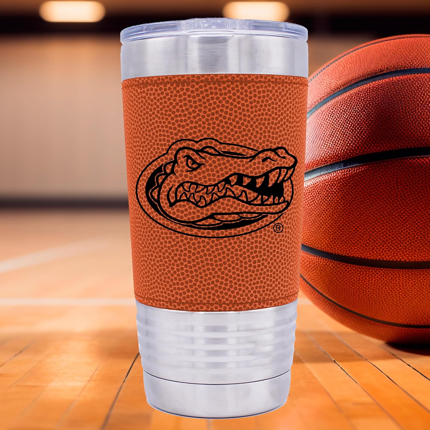 My Personal Memories 20 oz Officially Licensed Florida Gators Basketball and Football Grip Vacuum Insulated Double Wall Stainless Steel Travel Tumbler with Lid (Basketball)