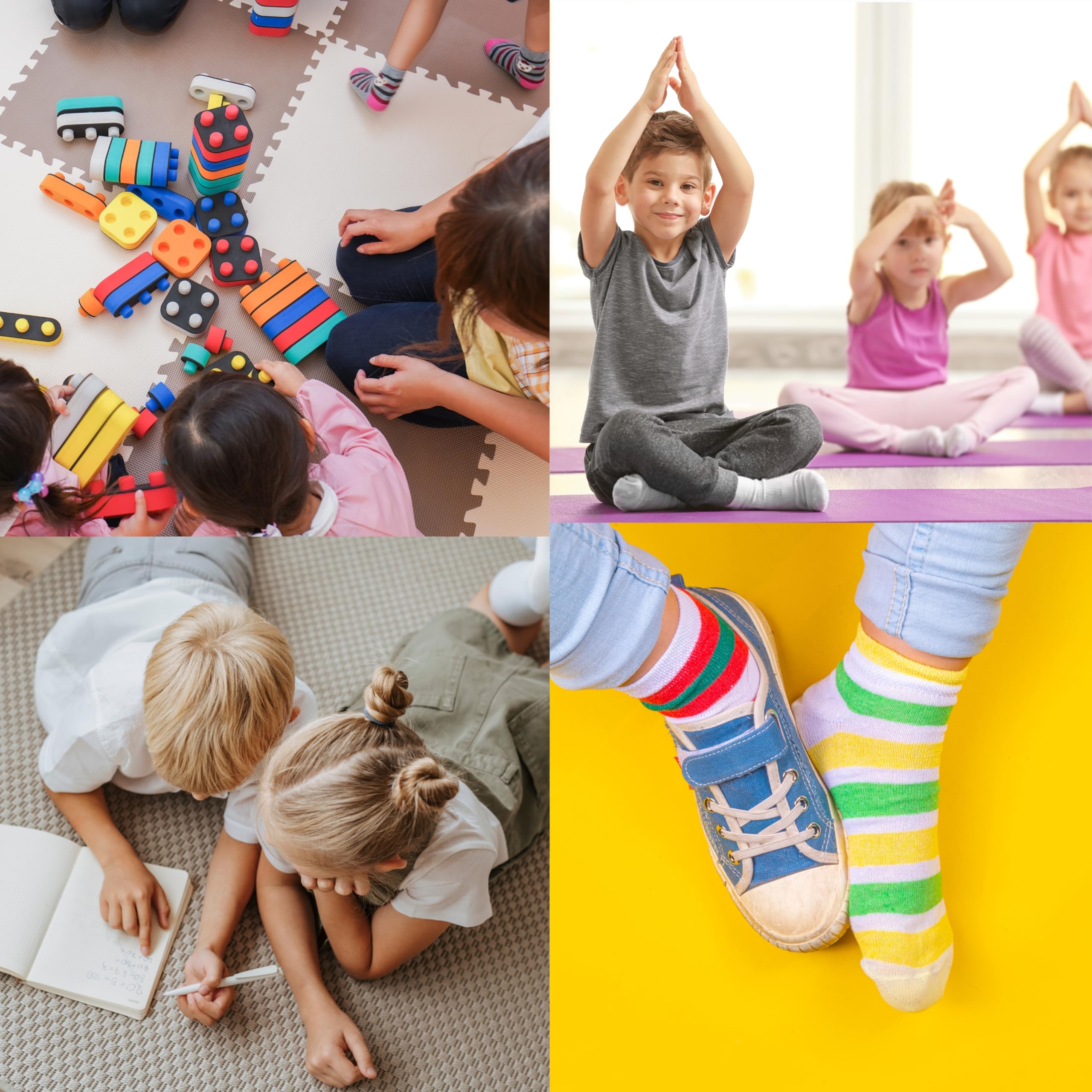 LEON D'ORO Chaussettes enfant fille coton élastique, chaussettes garçon fille pour école de loisirs 6 paires fabriquées en Italie