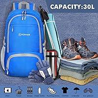 Vista 3 de ZOMAKE Mochila plegable ligera 30L, mochilas plegables para senderismo, mochila plegable compacta resistente al agua para viajes