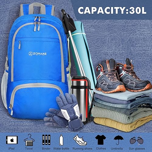 Miniatura 3 de ZOMAKE Mochila plegable ligera 30L, mochilas plegables para senderismo, mochila plegable compacta resistente al agua para viajes