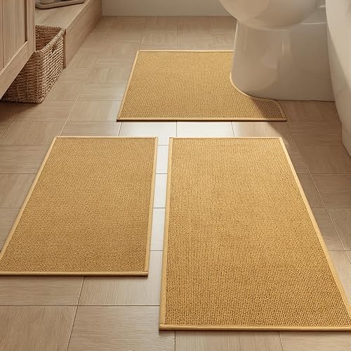 Miniatura 23 de YIHOUSE Tapete de baño antideslizante, absorbente, de secado rápido, para el suelo del baño, delgado, para debajo de la puerta, lavable de pelo bajo