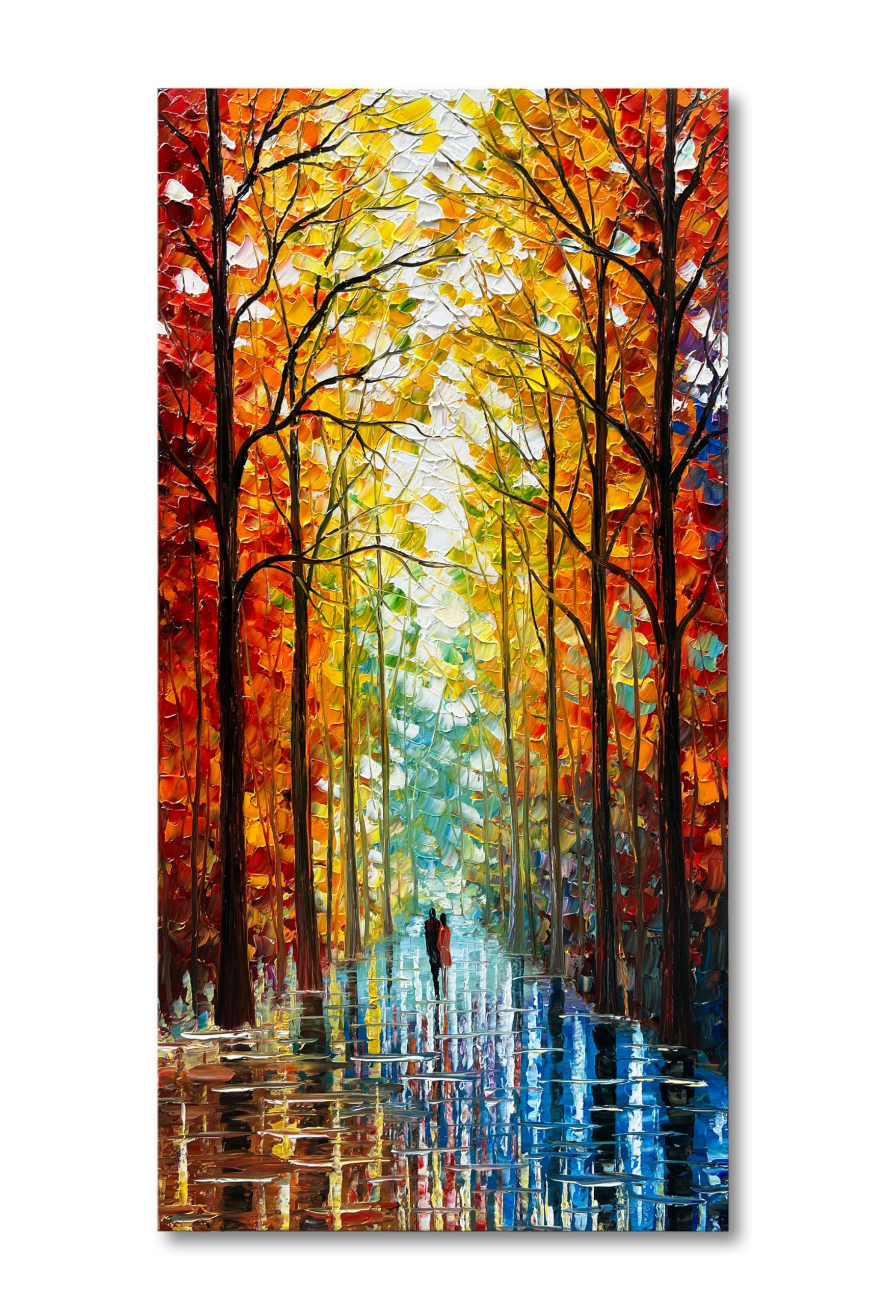 Art Hand-Painted Romantic Landscape Oil Painting Art Large Abstract Vertical Home Wall Decorative Art Painting 48x24 Inch