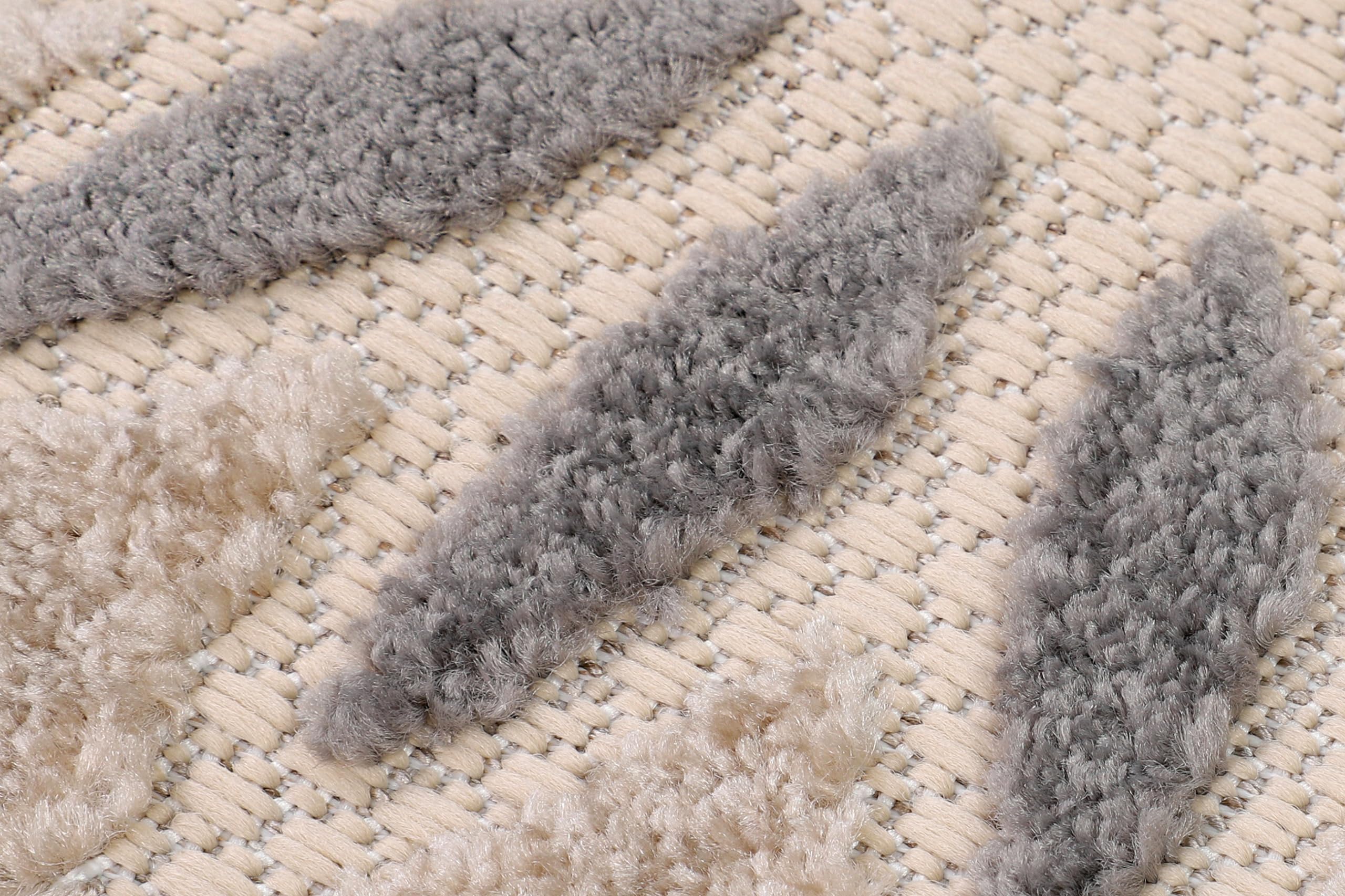 TAPISO Tappeto Rotondo Esterno Interno Pelo Corto Design Moderno Motivo Astratto Floreale 3D Beige Panna 100 x 100 cm