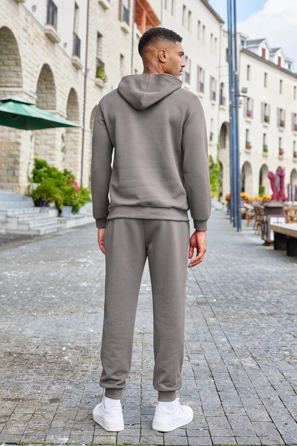 COOFANDY Men's Tracksuits 2 Pieces Waffle Hoodies Sweatsuit Sets Sports Jogging Suit Set - Image 3