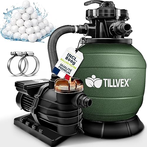 tillvex Syst&egrave;me de Filtre &agrave; Sable 10m&sup3;/h + 800g Boules