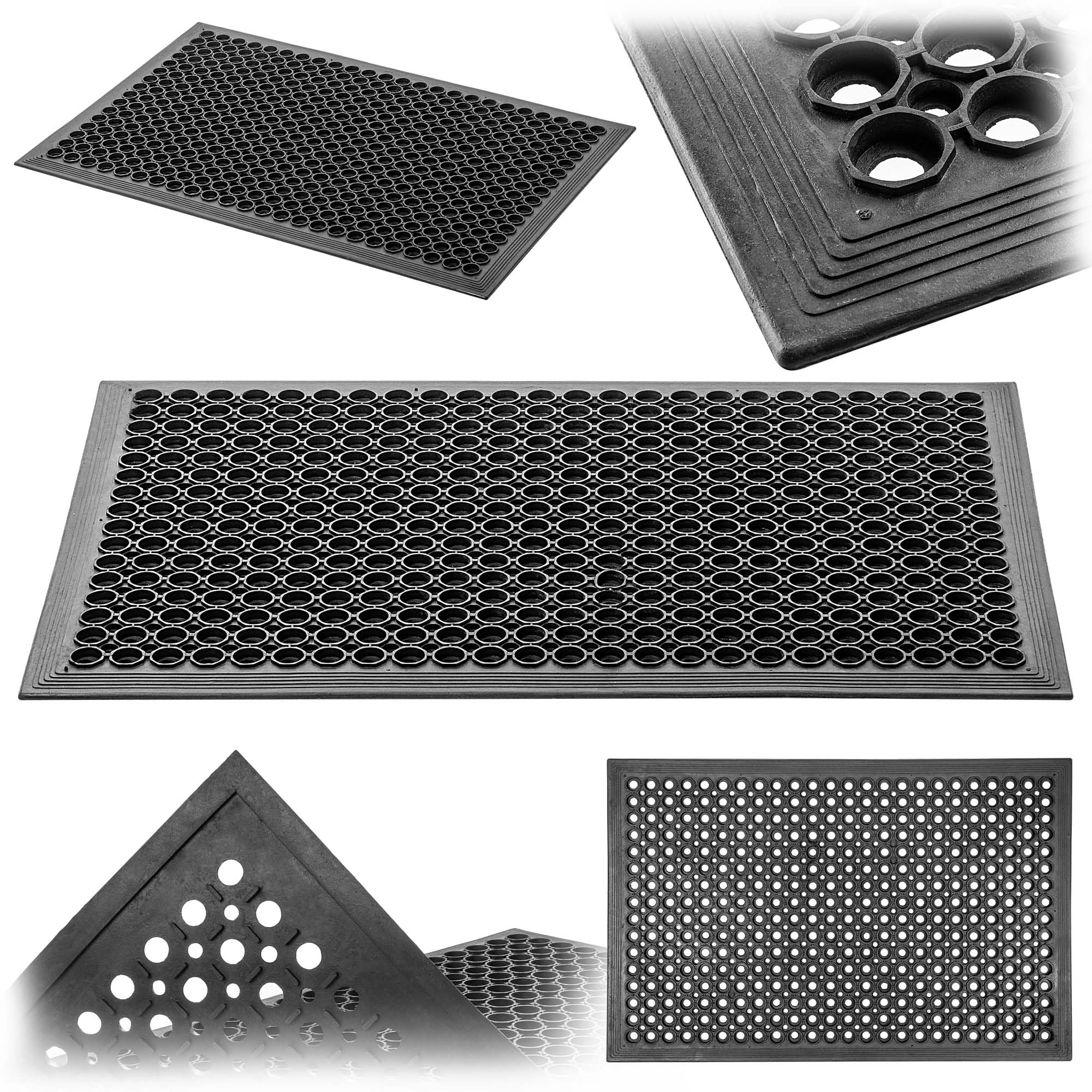 KADAX Felpudo antideslizante para exteriores, alfombrilla de goma negra, felpudo para entradas, felpudo de goma (60 x 90 cm)