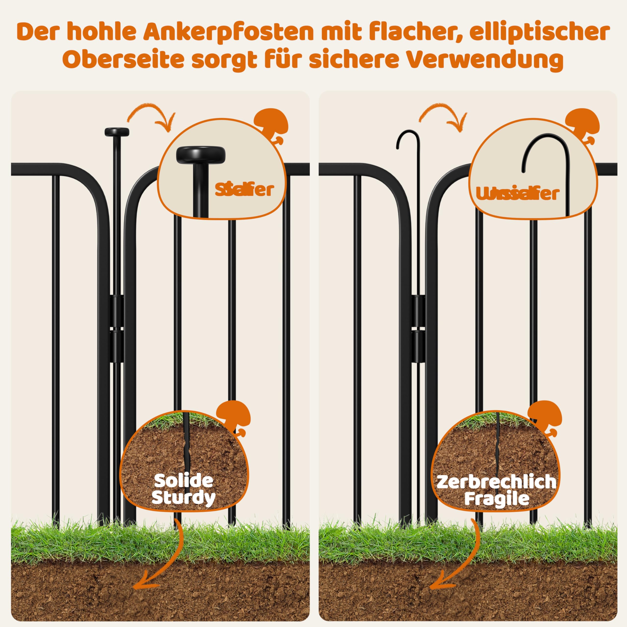 Yaheetech Wybieg dla szczeniaków, 8-częściowy, wysokość 80 cm, kojec dla szczeniaków z wbudowanym zamkiem, ciche rury, ochraniacze podłogi, wzmocnione metalowe druty 8 mm, kojec dla psów do mieszkania