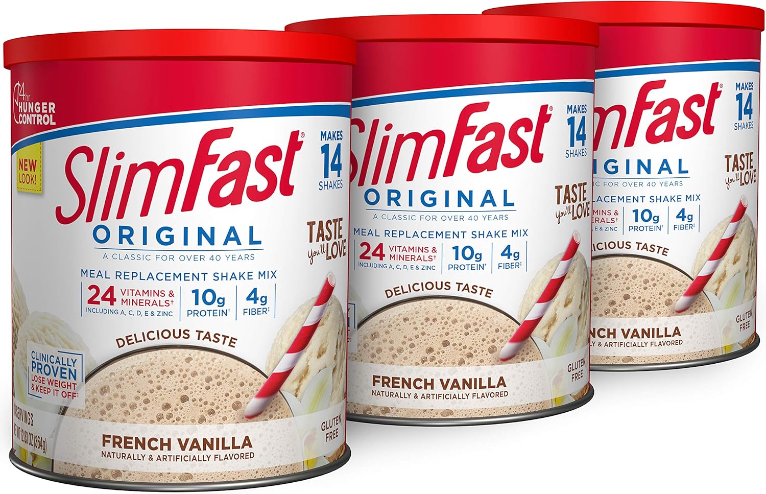 SlimFast Meal Replacement Powder, Original French Vanilla, Weight Loss Shake Mix, 10g of Protein, 14 Servings (Pack of 3) : Everything Else
