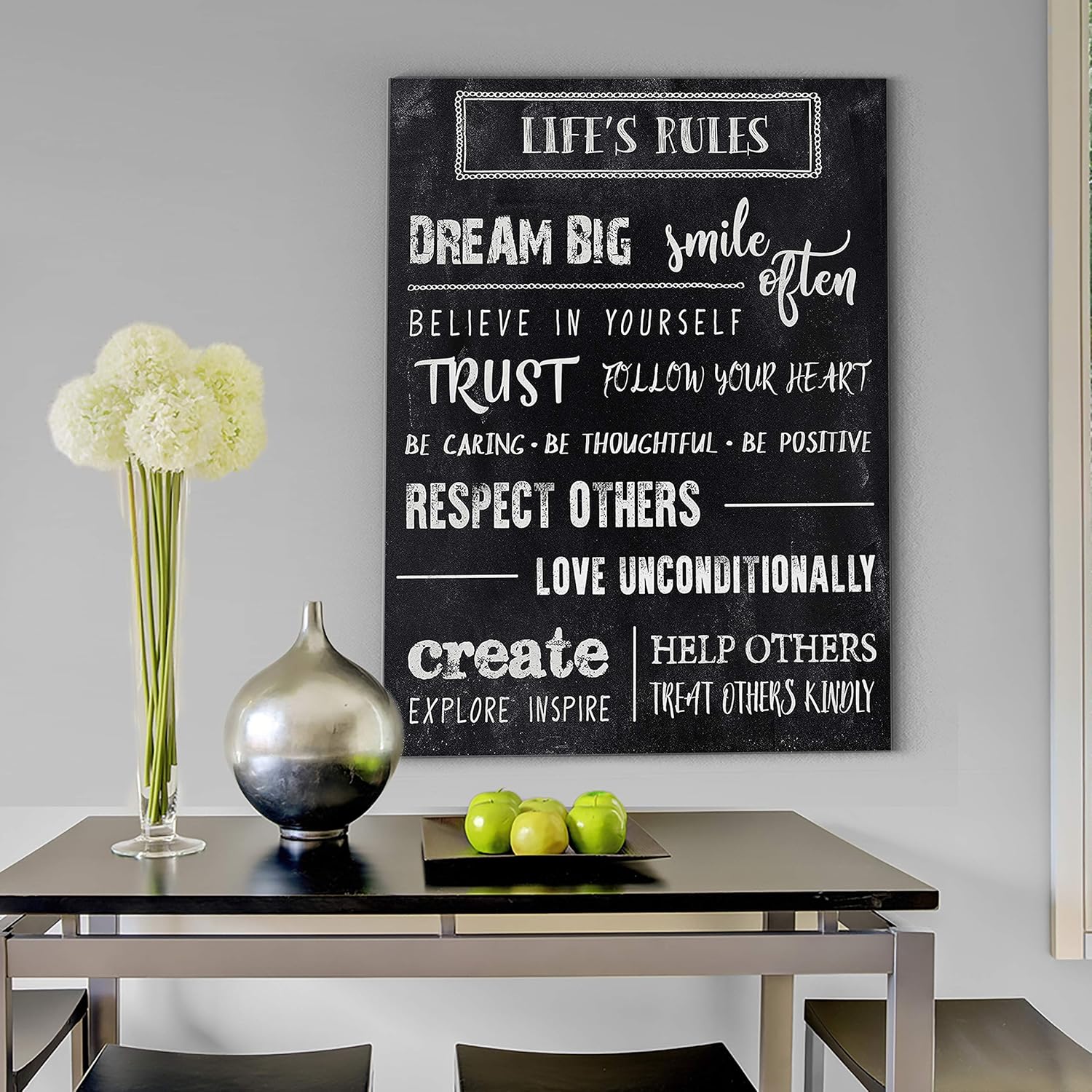 Renditions Gallery Motivational Chalkboard Artwork Thoughtful Life Rules for Survival Canvas Wall Hangings for Living Room Office Kitchen Decor - 12"x18" LT14