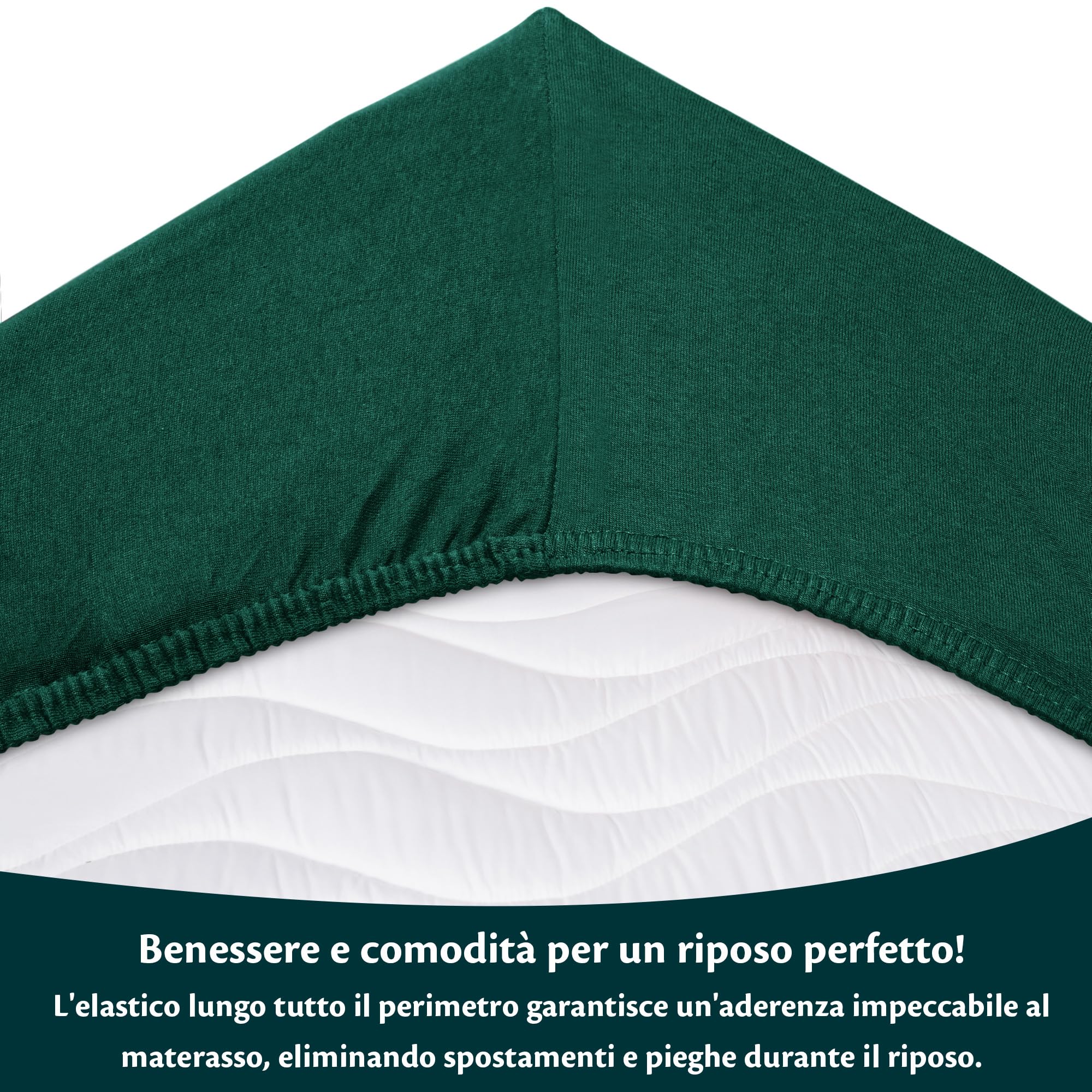 Lenzuola con Angoli una Piazza e Mezza 140x190 cm Verde in 100% Puro Cotone per Materasso fino a 30cm Tessuto Anti-Acaro e Traspirante di Alta Qualità Morbido Durevole e Lavabile in Lavatrice