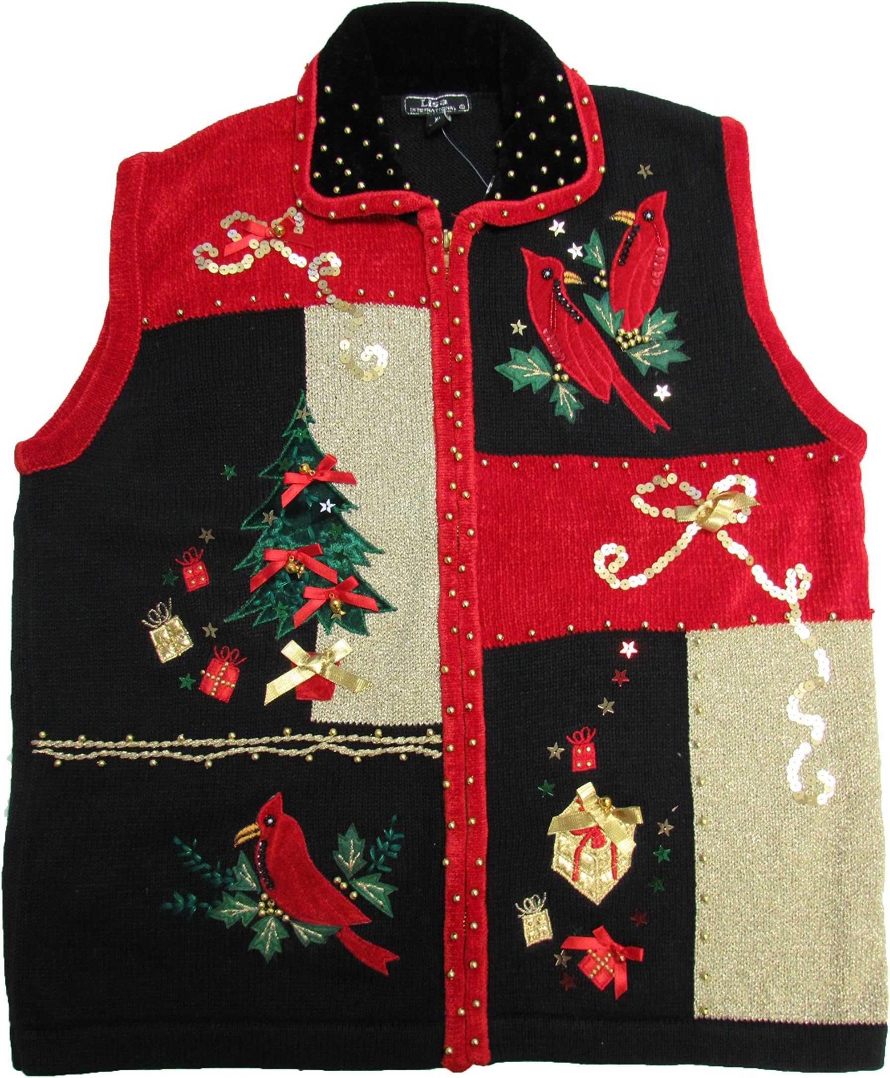 Lisa International Christmas Sweater Vest A4086 Red