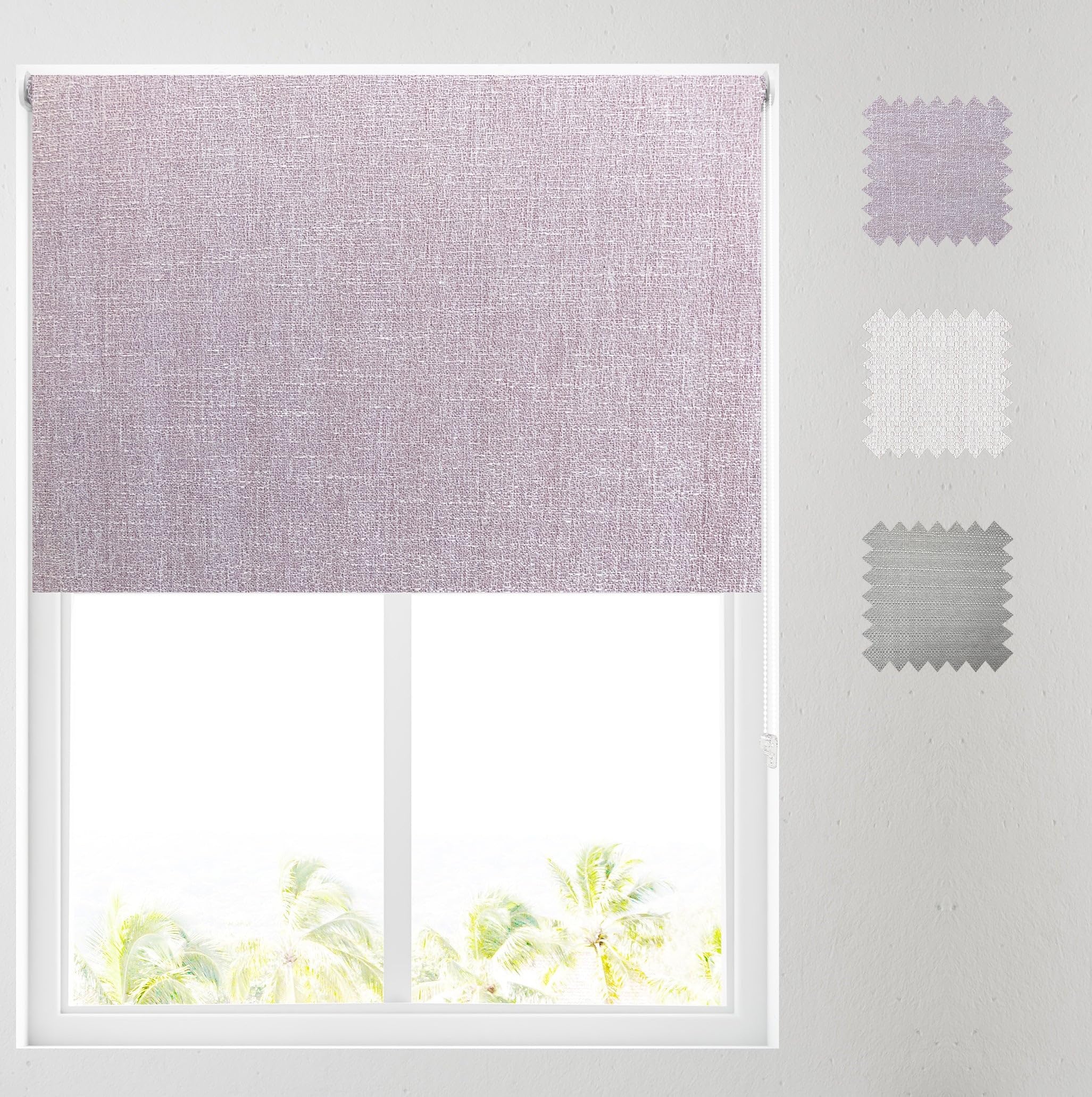 Barnes Blinds - Woven Textured Blackout Roller Blinds for Windows, Custom Cut to Size - Durable Fittings, Easy Fit (Blush 153cm)