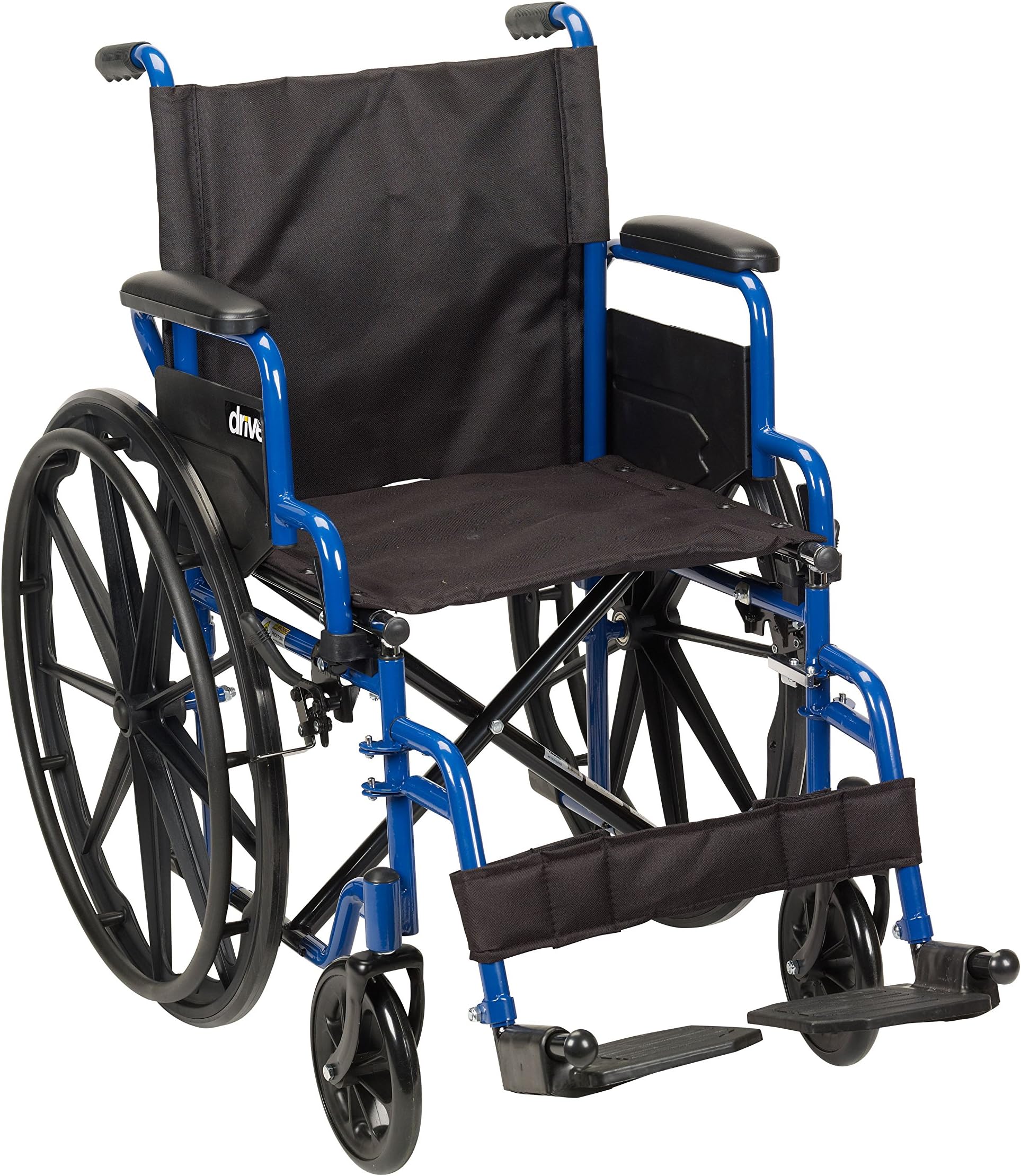 Drive Medical Blue Streak Wheelchair with Flip Back Desk Arms, Swing Away Footrests, 16 Inch Seat