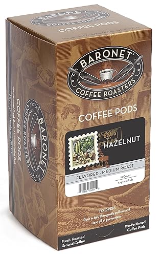 Baronet Coffee Cápsulas de café de avellana Sabor Tostado medio 3 cajas de 18 cápsulas de café de una sola porción 54 unidades, 0.35oz