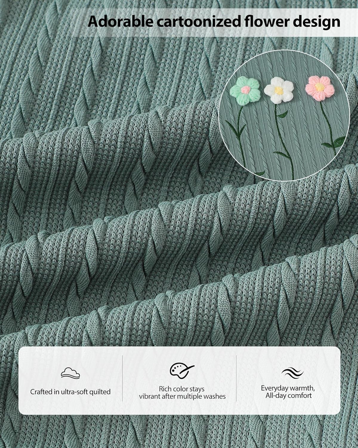 Jecson Toddler Girl Fall Clothes: Soft Outfits Set Embroidered Knit Top & Sweatpants 2Pcs Cute Home Outdoor 2-8Y - Image 6