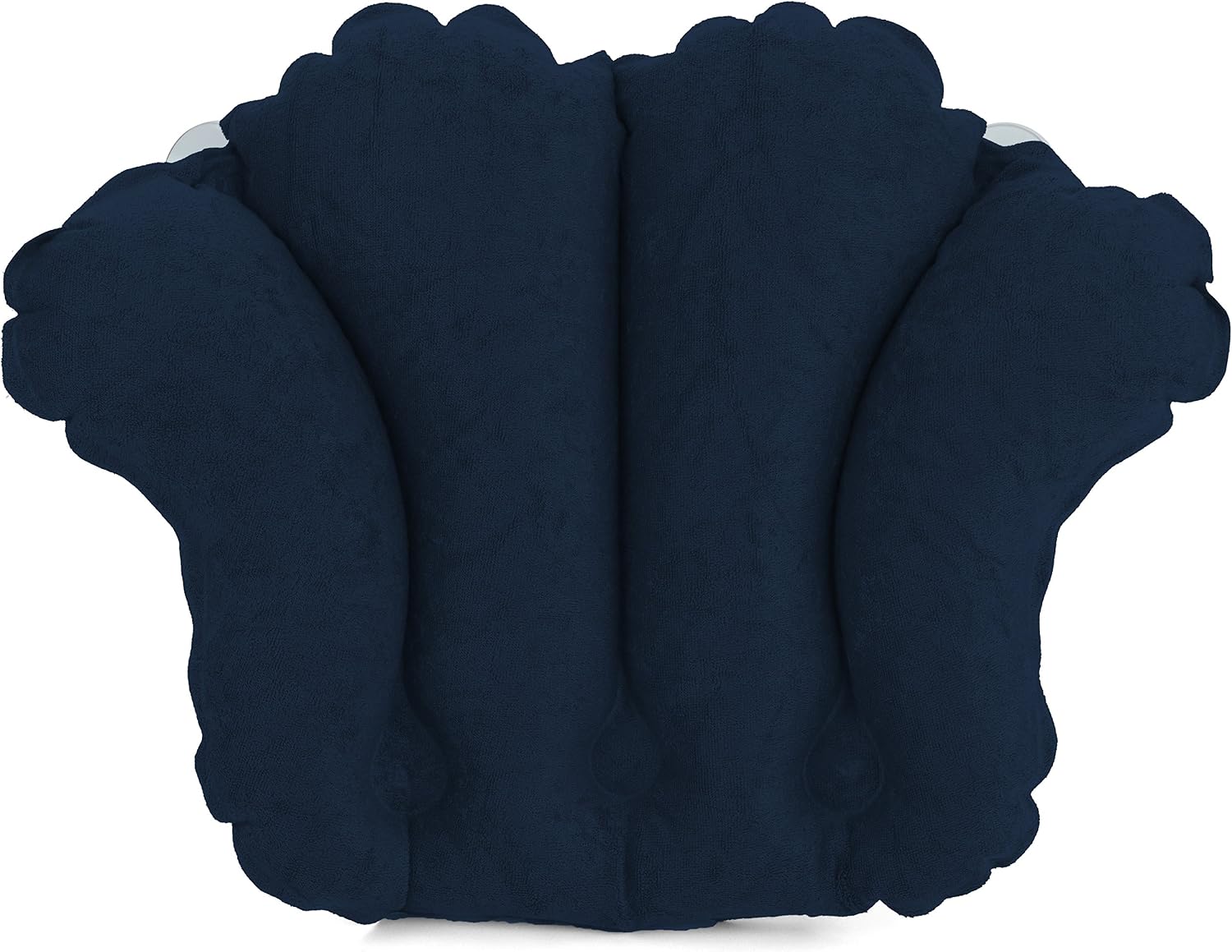 Deluxe Comfort Terry Cloth - Easily Inflatable with Secure Suction Cups - Hot Tub and Jacuzzi-Safe - Spa Quality - Bath Pillow 31012N Navy Blue