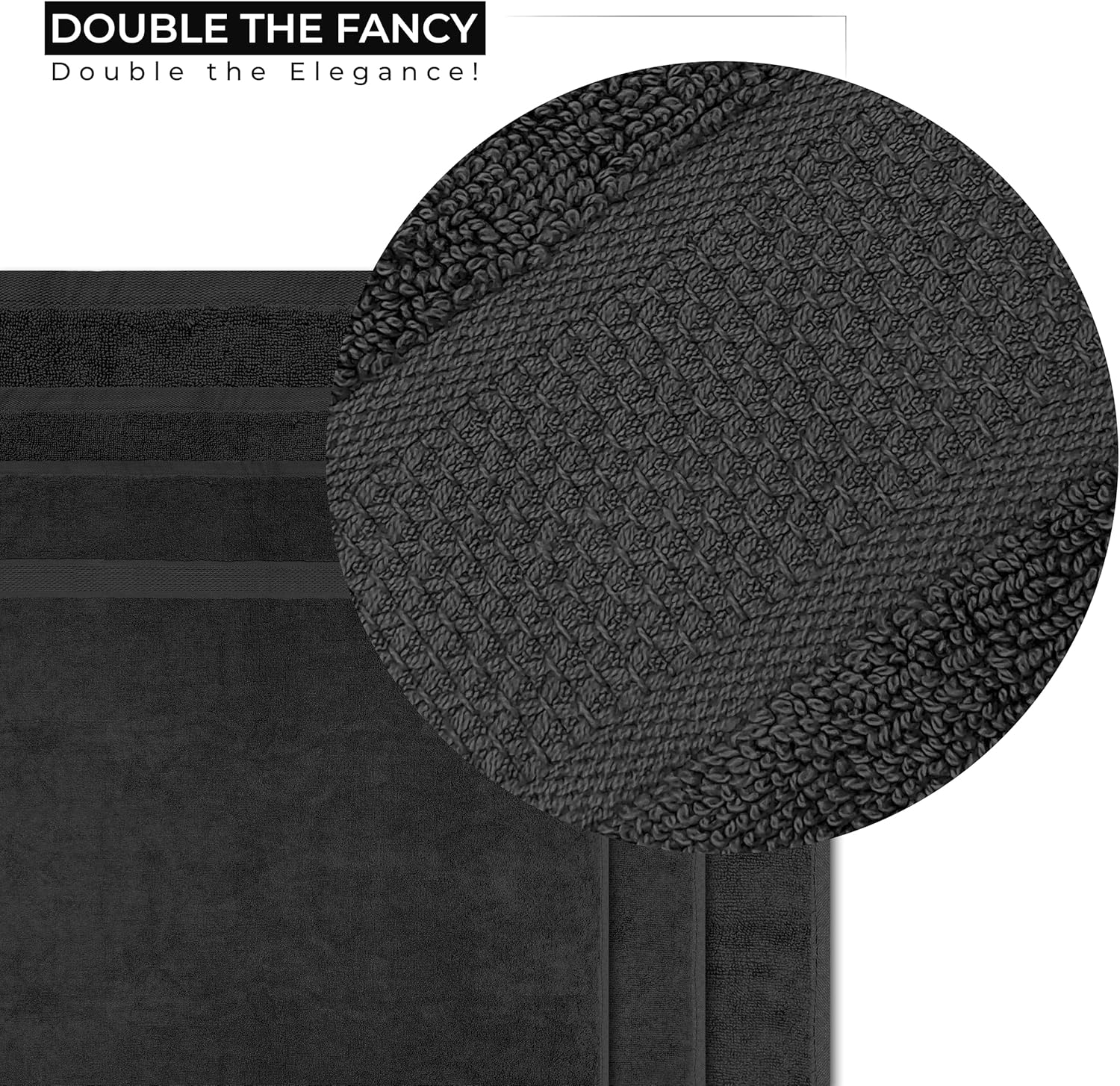 Ocean Towel Set for Bathroom 100% Luxury Cotton Bath Towels Set of 8 (2 Bath Towel and 2 Hand Towel Set & 4 Wash Cloth) Black Soft Towels Bathroom Set 600 GSM Double Stitched for Durability