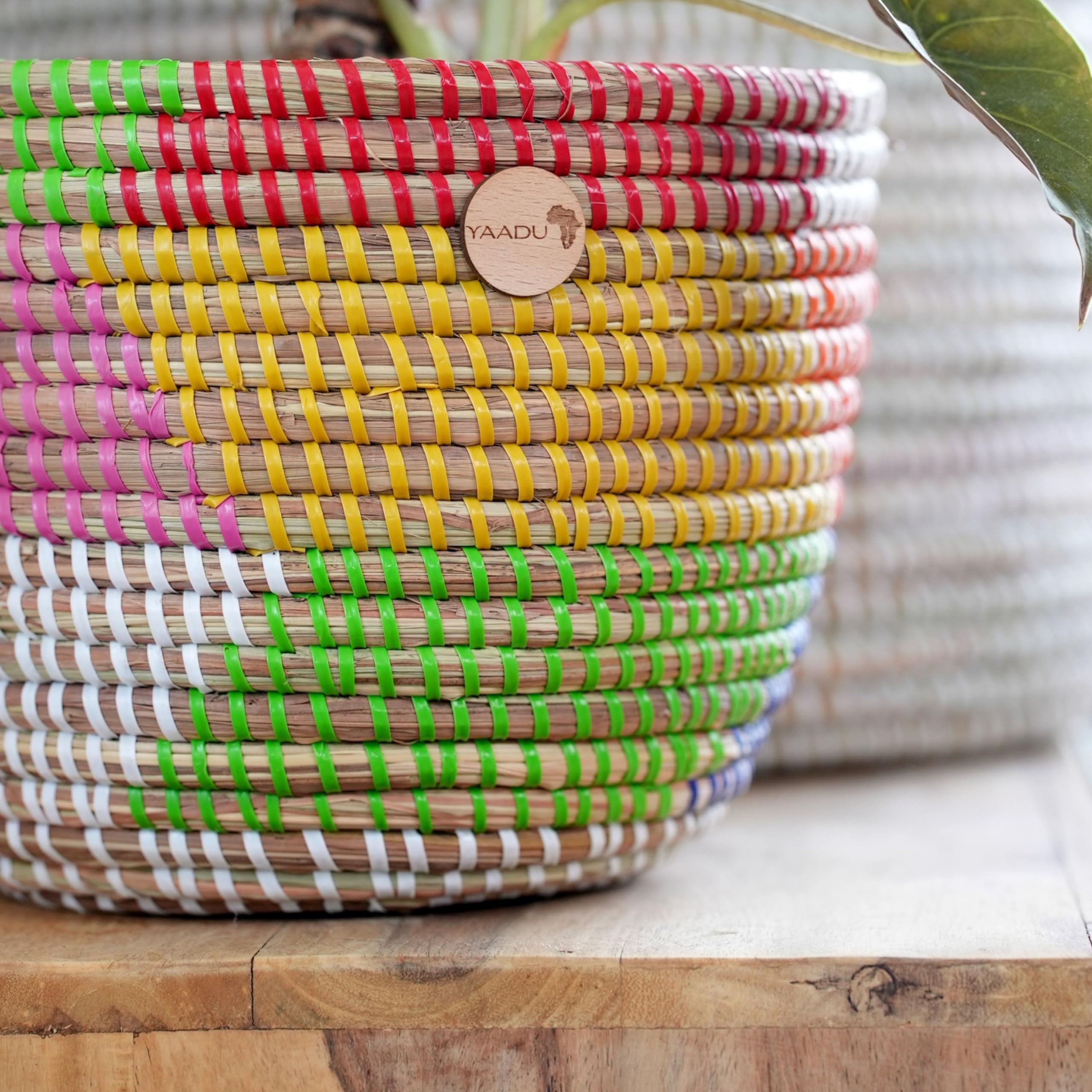 YAADU Nimba Panier De Rangement Tressé - Panier à Plantes, Panier D'étagère, Panier Africain, Pot De Fleurs, Panier Décoratif, Cache-pot, Rangement De Jouets Et Divers Objets - Modèle Nimba (blanc