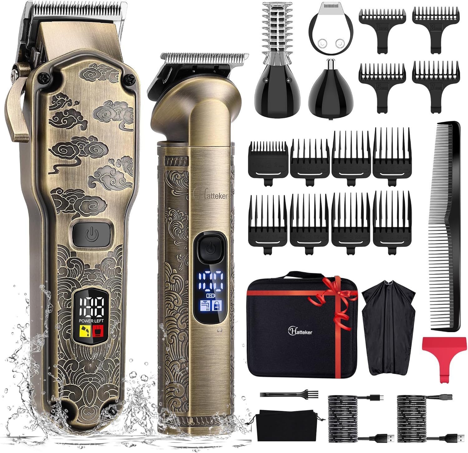 Hatteker Professional Hair Clippers for Men Beard Trimmer Clippers and Trimmer Set Waterproof T-Blade Trimmer Cordless Grooming Kit Nose Body Hair Trimmer Barber Clippers Hair Cutting Kit Hatteker Professional Hair Clippers for Men Beard Trimmer Clippers and Trimmer Set Waterproof T-Blade Trimmer Cordless Grooming Kit Nose Body Hair Trimmer Barber Clippers Hair Cutting Kit