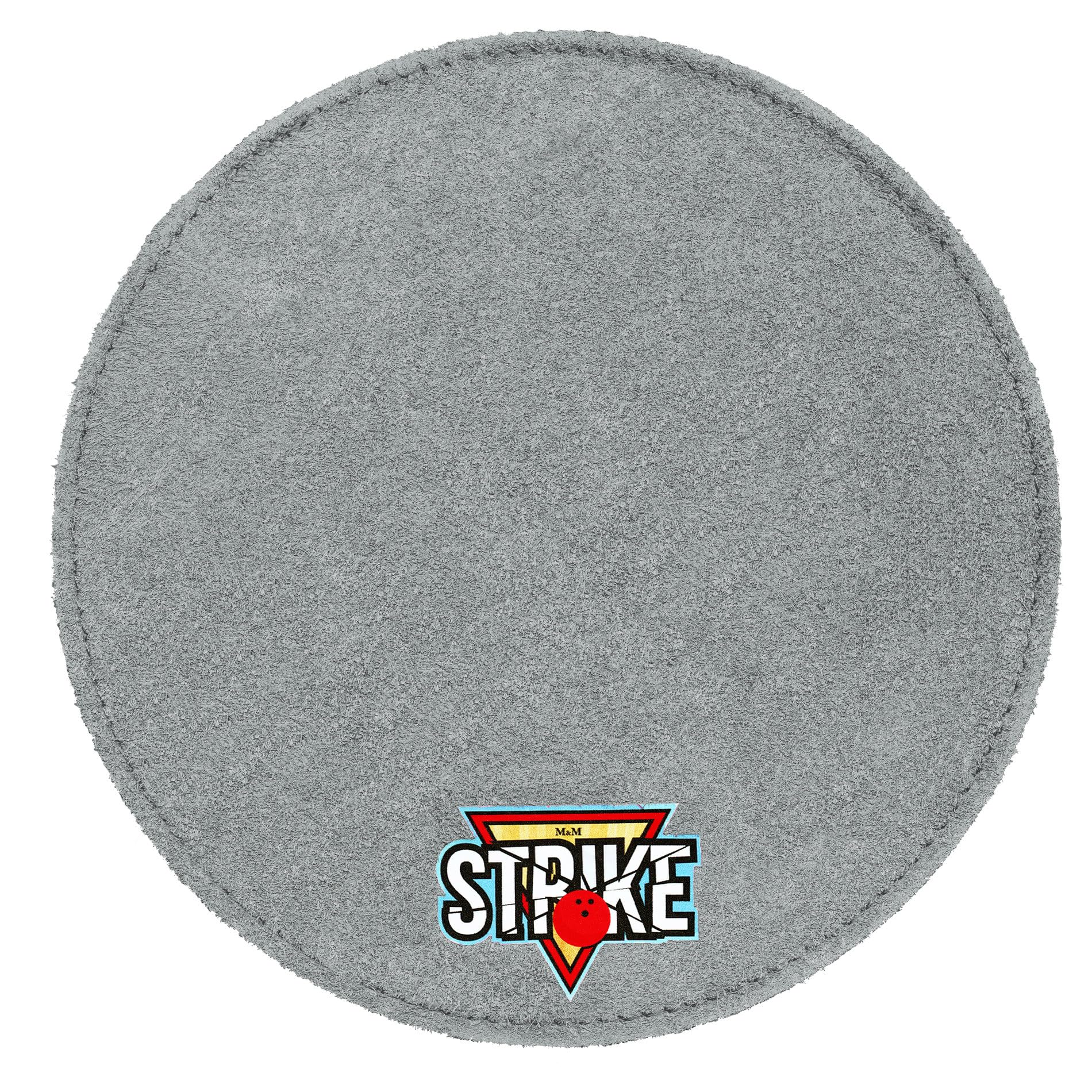 Strike Super Absorbent, Double-Sided Leather Bowling Shammy - Premium Cleaning Pad for Bowling Balls -Non-Scratch Oil Removing Bowling Towel - Round Soft Bowling Cleaner/Light Gray/