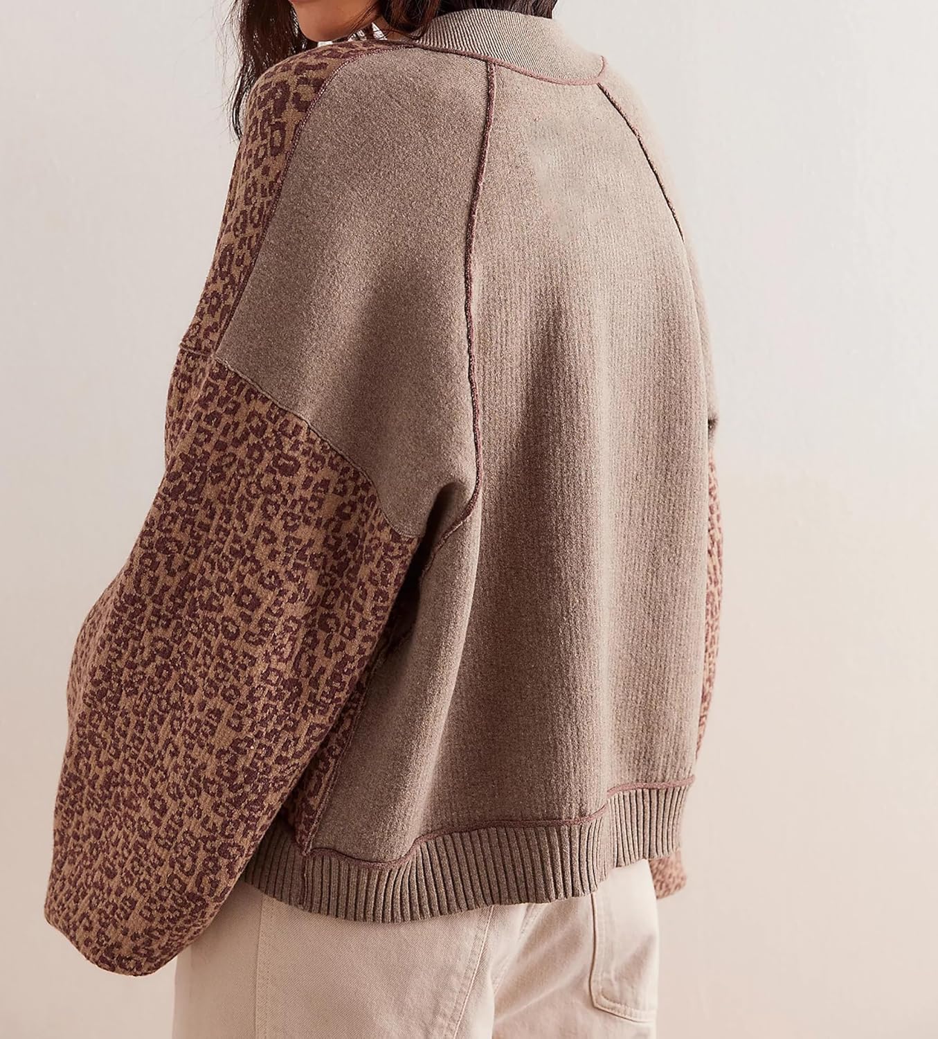 MISSACTIVER Women Leopard Print Button Down Knit Cardigan Long Sleeve Open Front Cheetah Graphic Sweater Cardigans Outwear