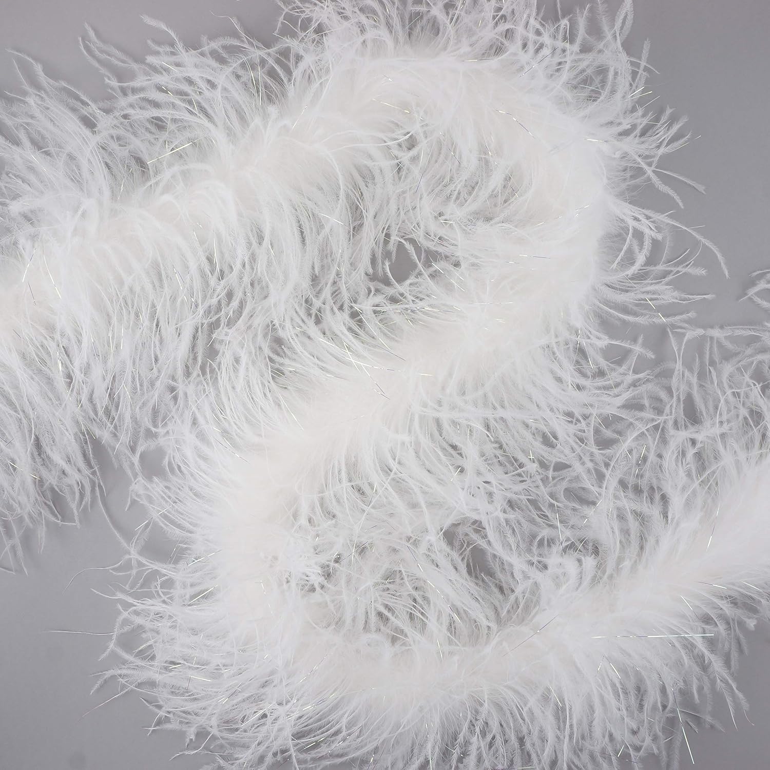 Zucker 6' Ostrich Feather Boa-White/Opal Lurex 1920's Flapper Costume Accessory,Medium,5-TWOPLYL-W-LOP