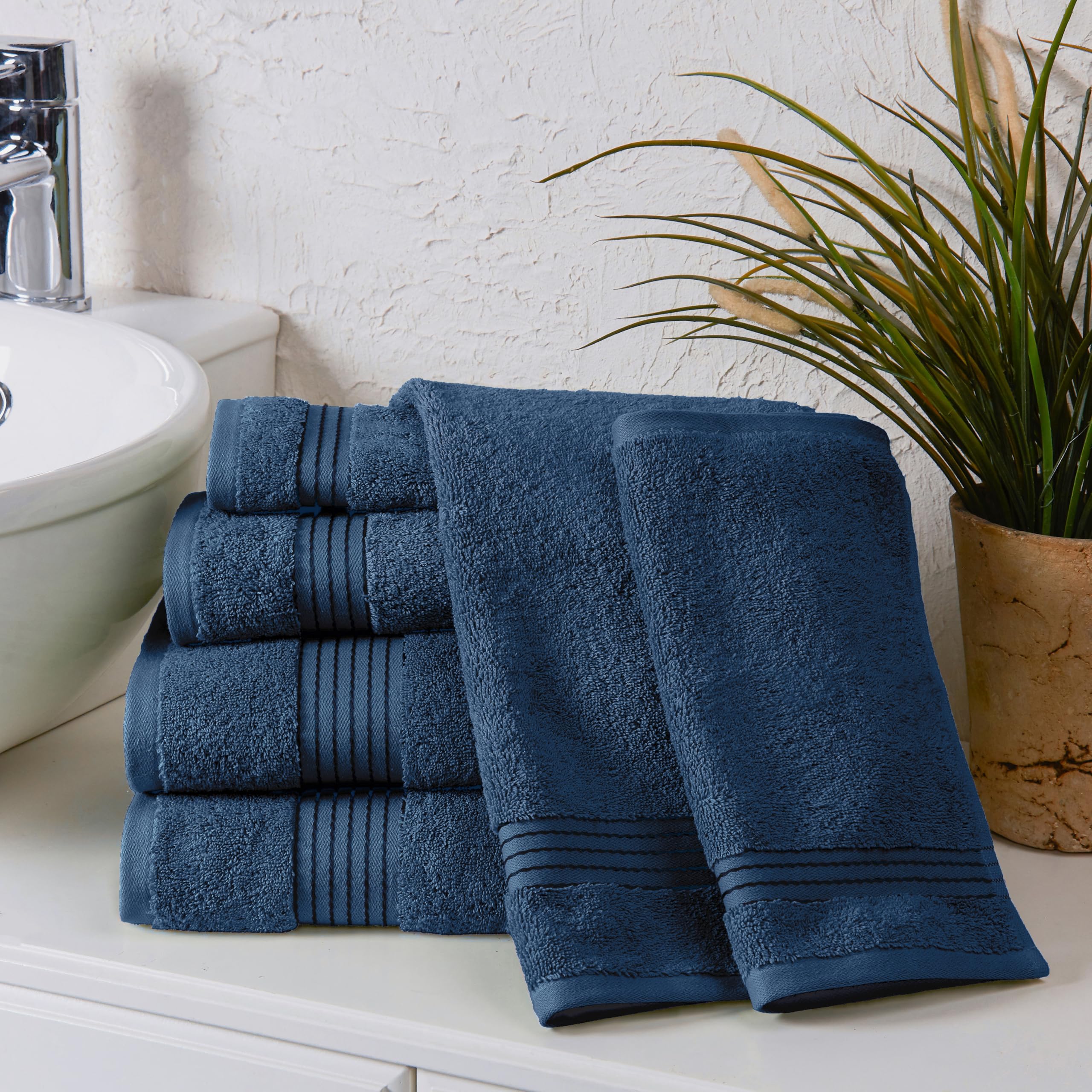 Elegant Comfort Set di 6 asciugamani in cotone di alta qualità, include 2 salviette, 2 asciugamani per le mani e 2 teli da bagno, 100% cotone turco, asciugamani altamente assorbenti e super morbidi,