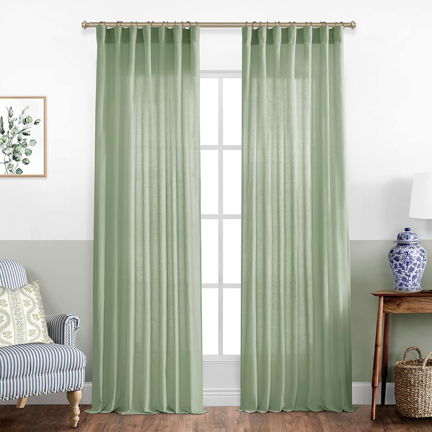 XTMYI Sage Green Curtains 84 Inches Long for Living Room