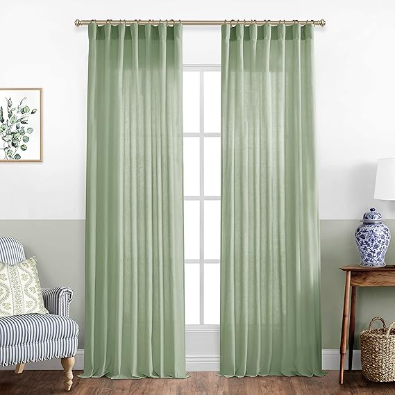 XTMYI Sage Green Curtains 108 Inches Long for Big Window,Extra Long Light Green Curtains for