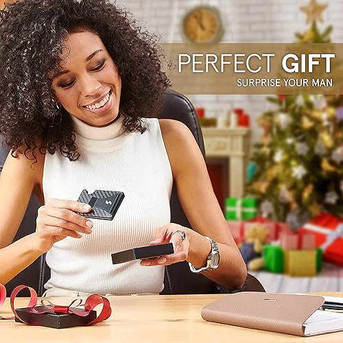 Miniatura 3 de Carteras de fibra de carbono RFID para hombres - Cartera minimalista de metal de aluminio, Blanco, Minimalista