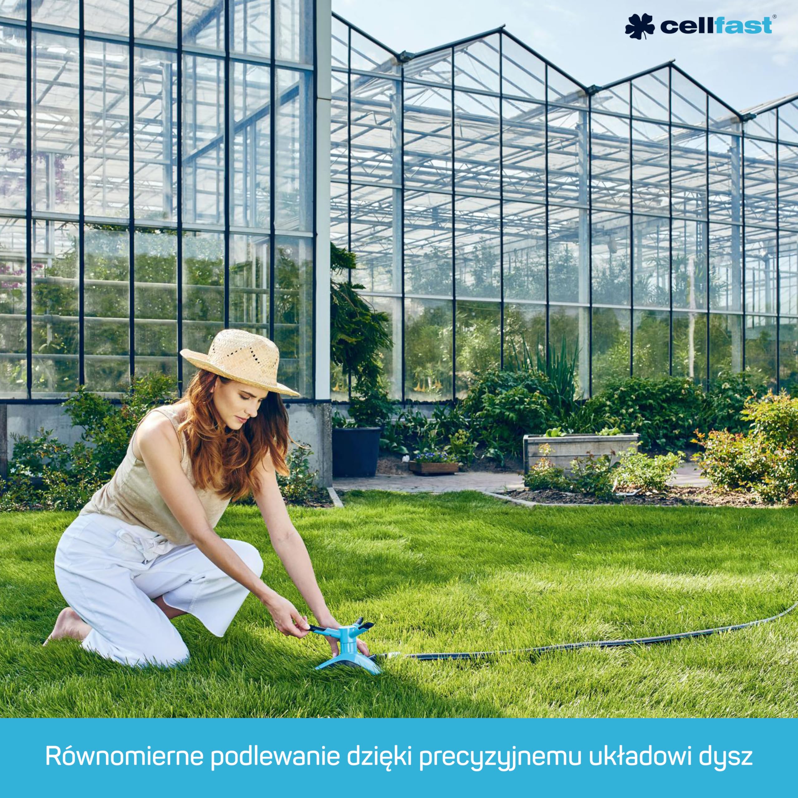 CELLFAST Zraszacz Obrotowy Zraszacz Ogrodowy Do Trawnika Kwiatów Roślin 12 Otworów Wylotowych