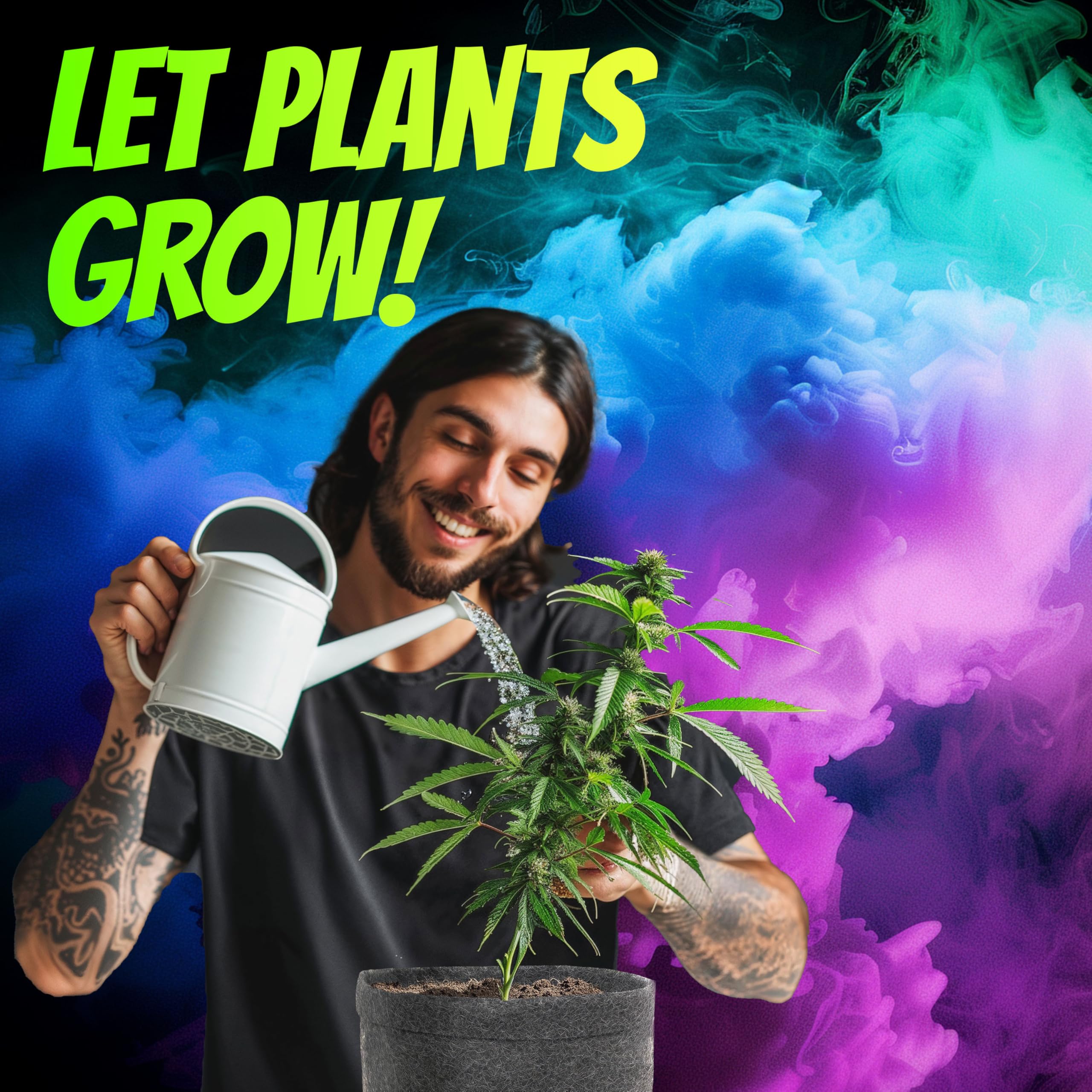 Homegrow24 Cannabis Dünger Indoor & Outdoor für Cannabispflanzen Wachstumsphase und Blütephase BIOlogischer organischer Grow & Bloom Hanfdünger I Set (6 Filztöpfe & Untersetzer + 1000ml Dünger)