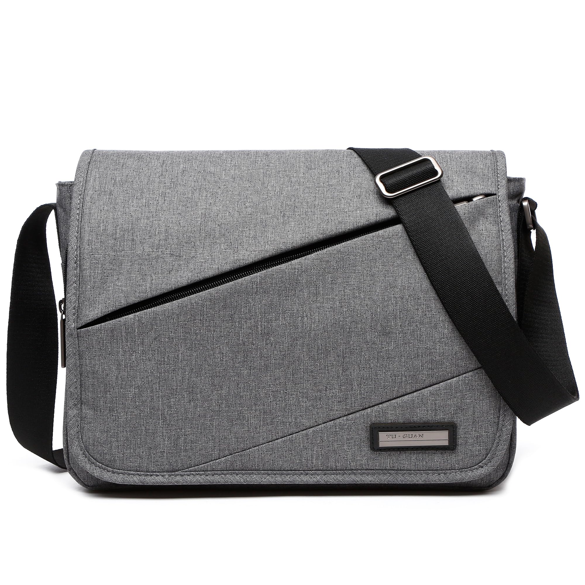 VARLIVOO Moda Uomo Borse a Spalla Borsa a Tracolla da Uomo Messenger Borse 13" Pollici Laptop Borse Scuola Università Viaggio Lavoro Campeggio Poliestere Grigio